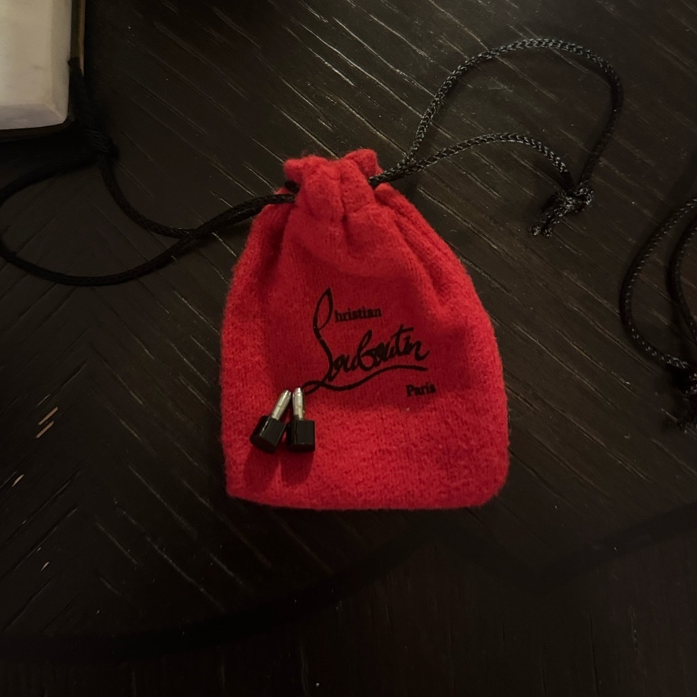 Christian Louboutin Red Drawstring Pouch with high heel tip replacement